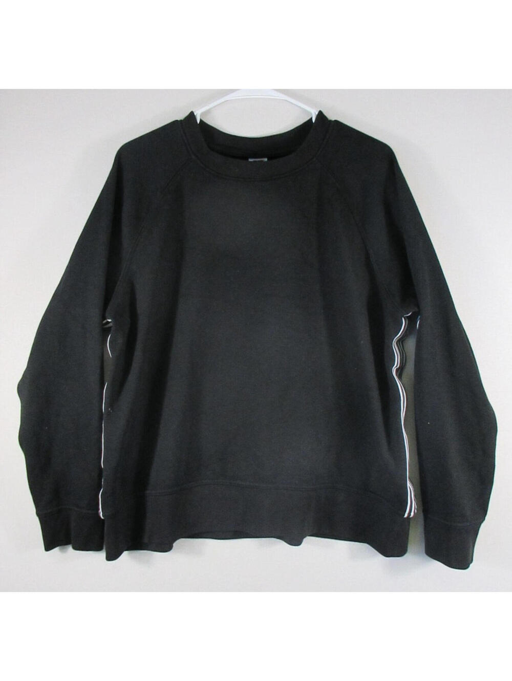 Avia Mens Stretch Crew Neck Sweatshirt Side Stripe Long Sleeve Size XL Black
